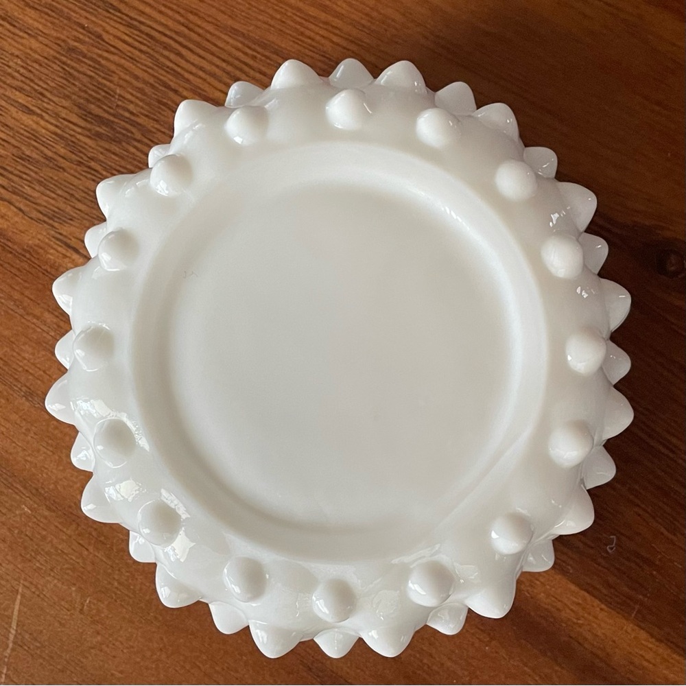 Vintage Fenton White Milk Glass - Hobnail - Trinket Dish - Depression Era 1940's - Picture 2 of 7
